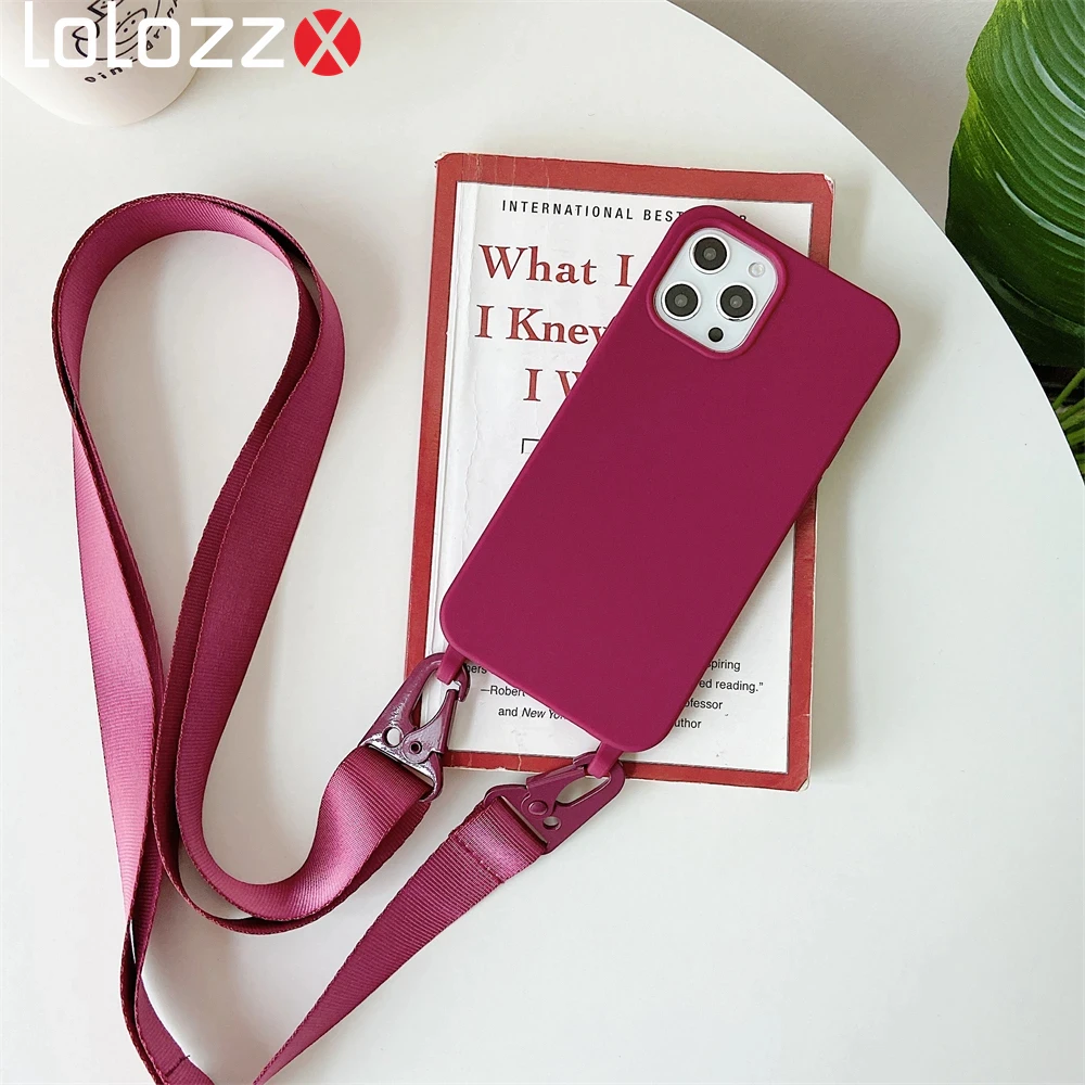 Crossbody Lanyard Cord Soft Silicone Phone Case For iPhone 16 17 15 11 12 14 Pro Max 13 XR X 7 8 Plus Matte Necklace Strap Cover 1
