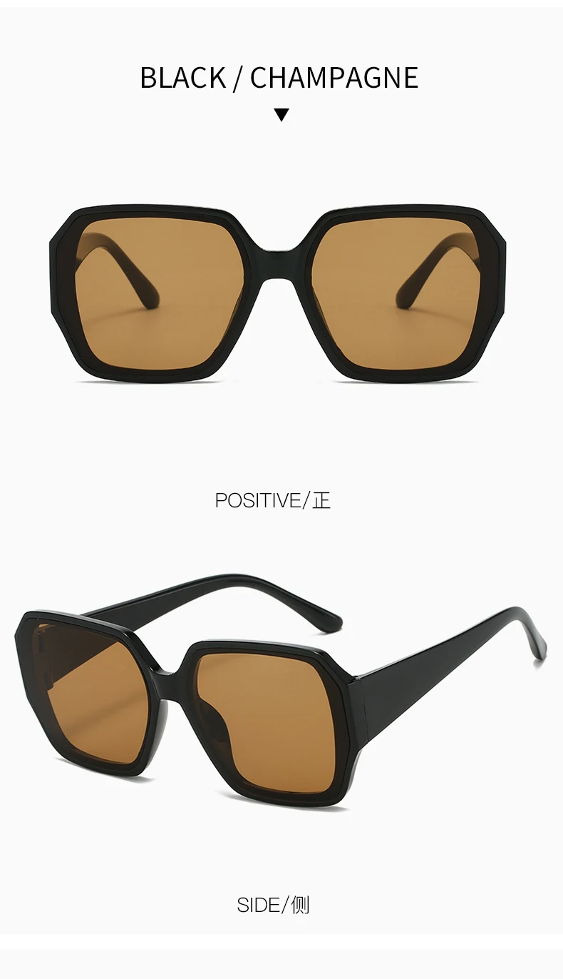 Modische Vintage Große Quadratische Sonnenbrille für Männer und Frauen Retro Markendesigner Schwarze Sonnenbrille Unisex Trendige Schattierungen Eyewear UV400 – Detail 12