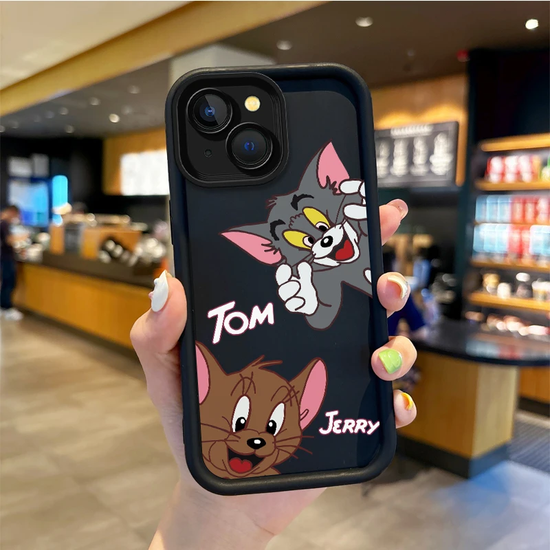 thumbnail image 1 of Funda de teléfono con dibujos animados Happy Tom y Jerry para iPhone, fundas suaves antideslizantes para iPhone 15, 14, 13, 12, 11 Pro Max, 15, 14 Plus, X, XS Max, 8, 7, 6, 1 of 5