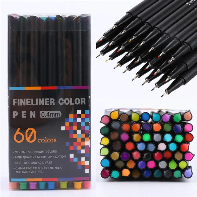 Fineliner Fine Point Pens, 100/60/48/36/Colors 0.4mm Fineliner Color Pen  Set Fine Point Markers Fine Tip Drawing Pens for Bullet Journaling Writing Note  Taking Calendar Agenda Adult Coloring