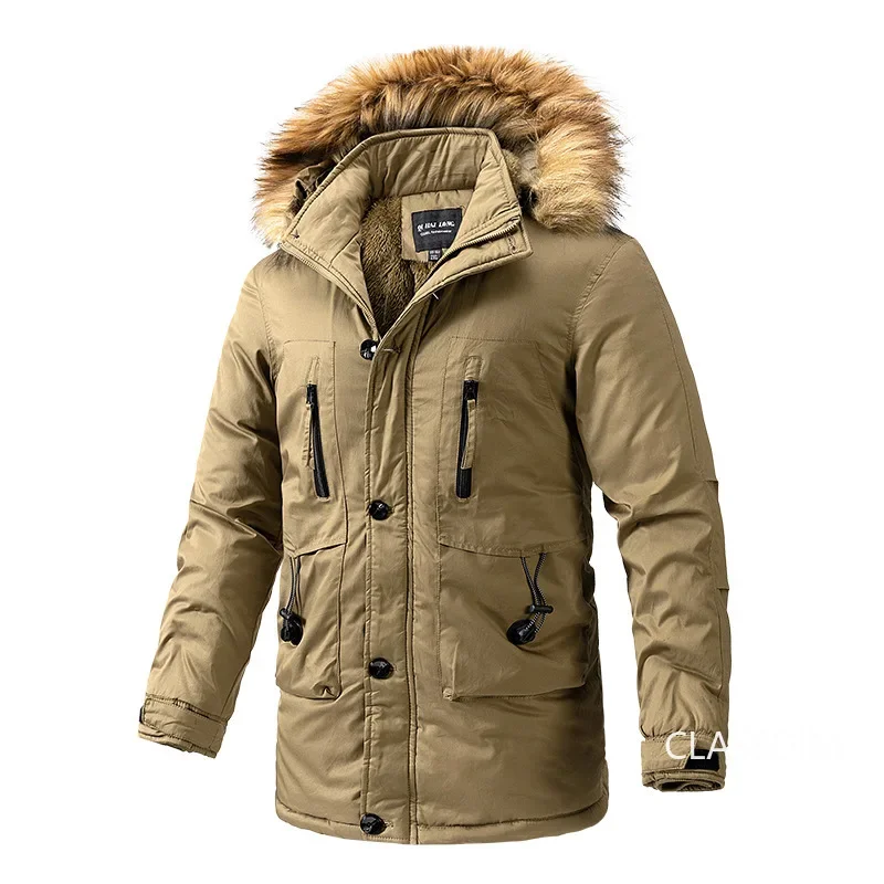Dicke Herren Winterjacke Parka - Warme Outdoor Jacke Mit Kapuze