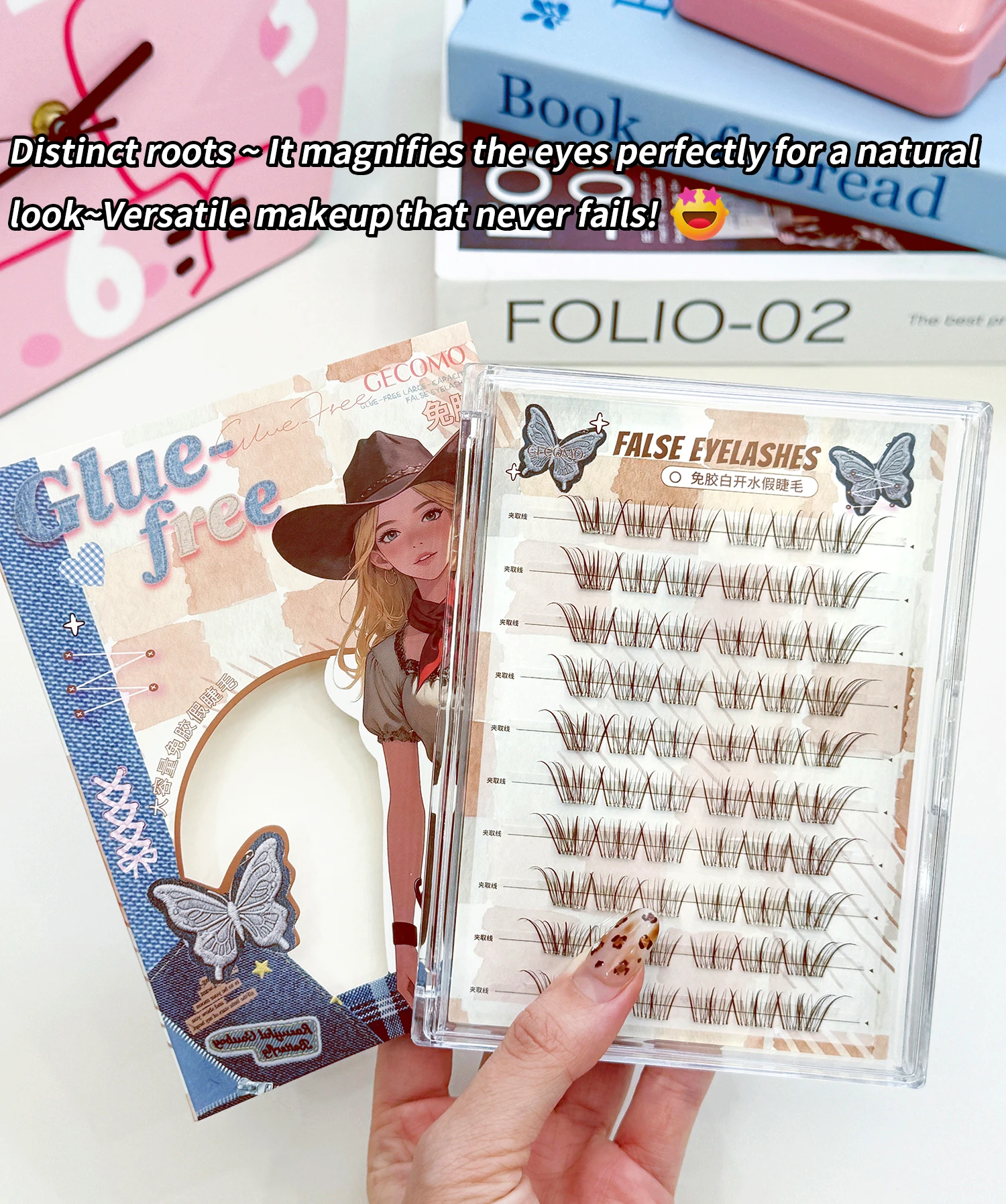 60 Cluster, braune, kleberfreie falsche Wimpern, 10–14 mm, natürlicher Stil, C-Curl, kein Kleber erforderlich, einfach zu tragende segmentierte Wimpern – Detail 8