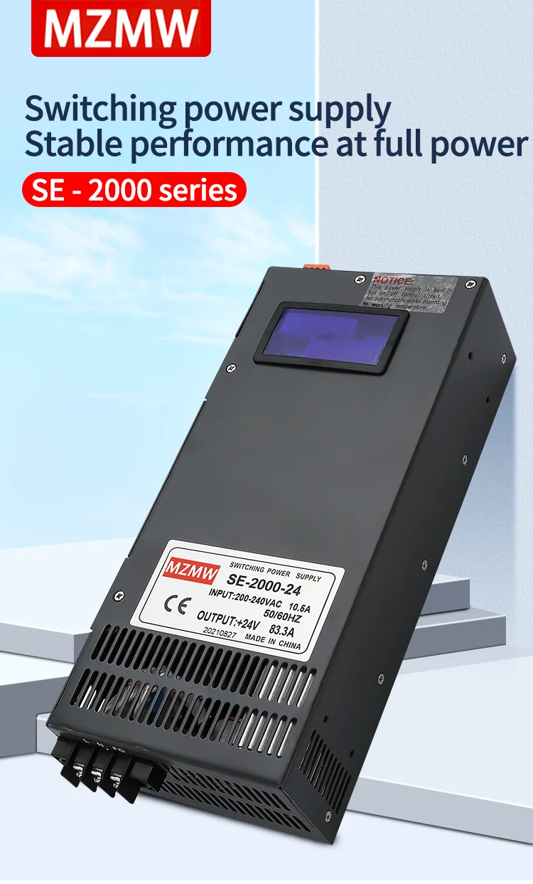 MZMW SE2000 2000W Switching Power Supply 0-12V 24V 36V 48V 60V 80V 110V 220V Digital Display Adjustable AC/DC High Power SMPS