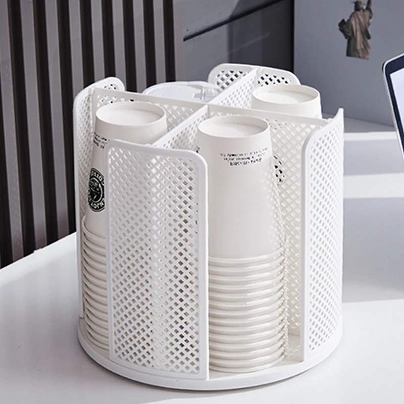 Rotating Paper Cup Holder Disposable Cup Storage Rack Bar Milk Tea Coffee Cup Compartment Cup Taker Rotating Cup Holder 6