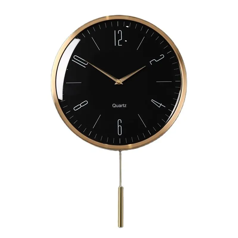 Gold Pendulum Metal Wall Clock