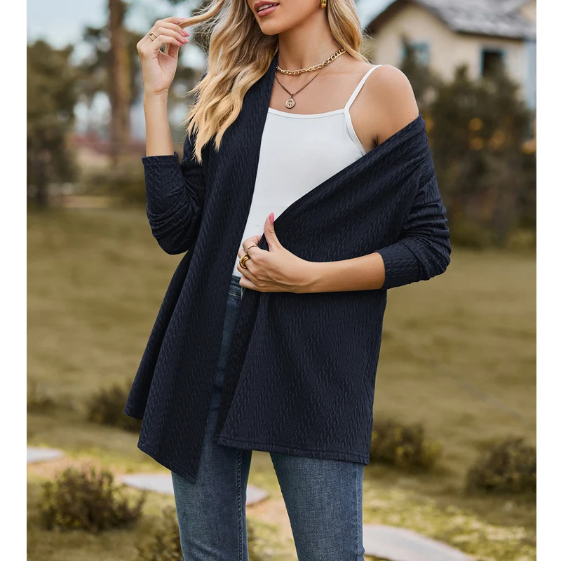 Women's Clothing Autumn Korean Fashion Irregular Elegant Cardigan Jacket Office Lady Casual Solid Long Sleeve Twist Tunic Coats