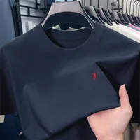 T-shirt à manches courtes haut de gamme 100% coton, marque de créateur, broderie poney, col rond, mode décontractée, vêtements de golf pour hommes 2
