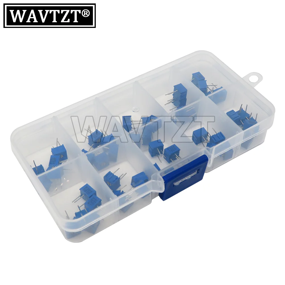 

50PCS/Set 10Values*5PCS 3362P Multiturn Trimming Potentiometers Kit 500R-1M 3362 Potentiometer 500 Ohm-1M Ohm