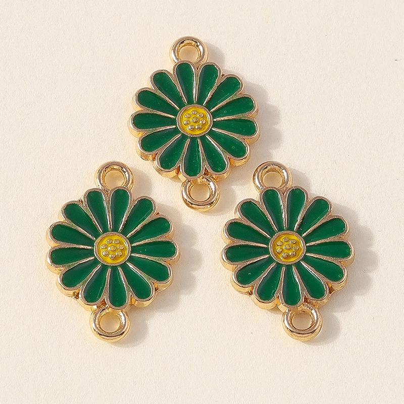 20 Stück 12 x 17 mm niedliche bunte Emaille-Blumen-Charms-Anschlüsse für Schmuckherstellung, DIY-Armbänder, Halsketten, handgefertigtes Bastelzubehör – Detail 10