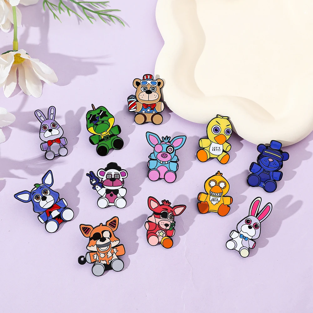 Cartoon Animal Brooch Enamel Pin Metal Badge Jewelry Backpack Clothing Accessories 12 Pcs