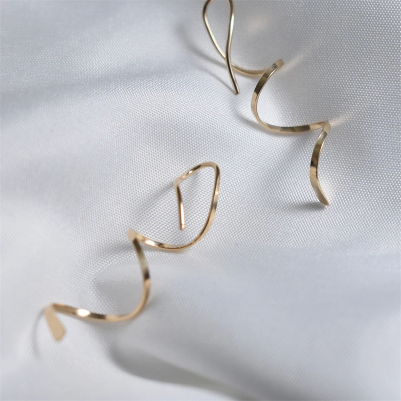 Gold Filled/925 Silver Earrings Handmade Vintage Spiral For Women golden earrings,silver jewelry