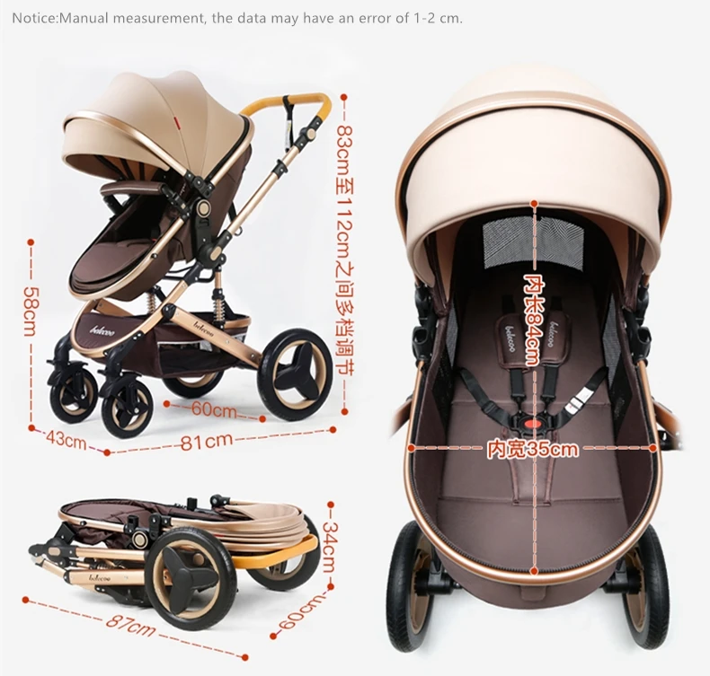 Belecoo High Quality Baby Stroller,3-1 travel system baby stroller with big space,one key fold easy to use and easy to carry images - 6