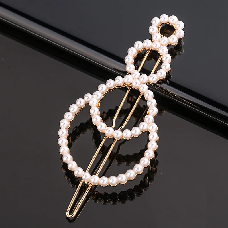 New Fashion Metal Love Heart Hair Clip Elegant Pearl Round Barrette for Women Girls Sweet Hairpins Barrettes Hair Accessories head wrap for women