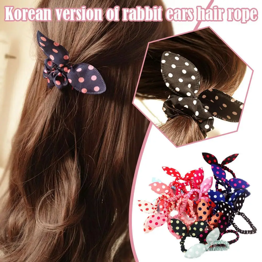 

1pcs Colour Random Cute Rabbit Ear Hair Bands Girl Korean Rope Headwear Rubber Elastic Accessories Hair Ornaments Hair Chil G7C9