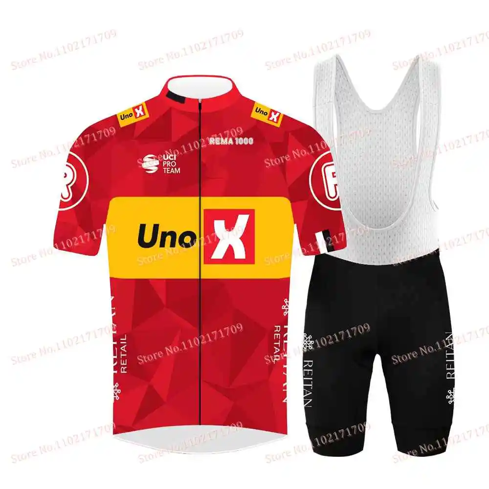 Uno X Team Cycling Jersey Set France Tour Denmark Norway Cycling Clothing Euro Champion Kits Summer Bicycle Bib Shorts