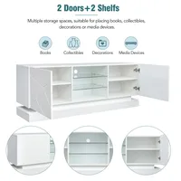 ​ ​ Матово-белая подставка для телевизора 160 см с синей подсветкой — регулируемые стеклянные полки и бесшумные петли для хранения телевизоров 70 дюймов ​ ​ — изображение 4