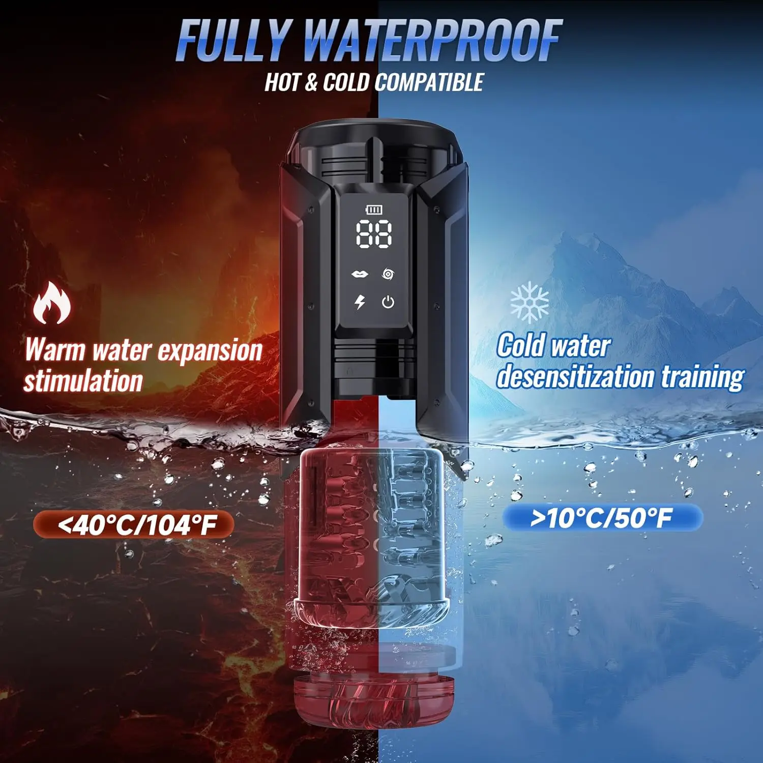 HeartCaptor Electric Male Masturbator Cup with 7 Modes LED Display Rechargeable Silicone Stroker - Details 8