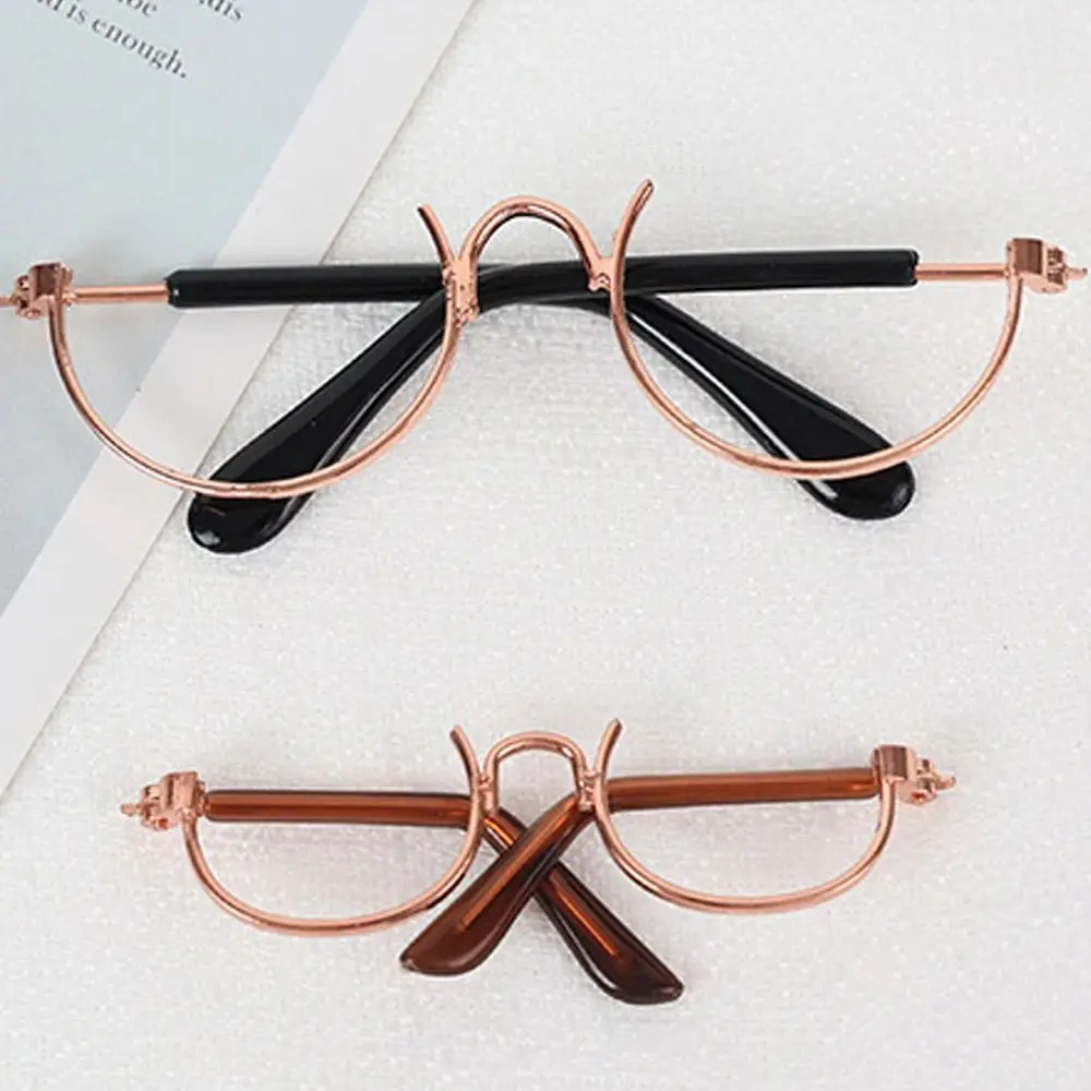 1pc Miniature Cool Eyewear For Plush Stuffed Doll Accessories Lensless Retro Metal Round Half Frame Glasses 6cm 8cm