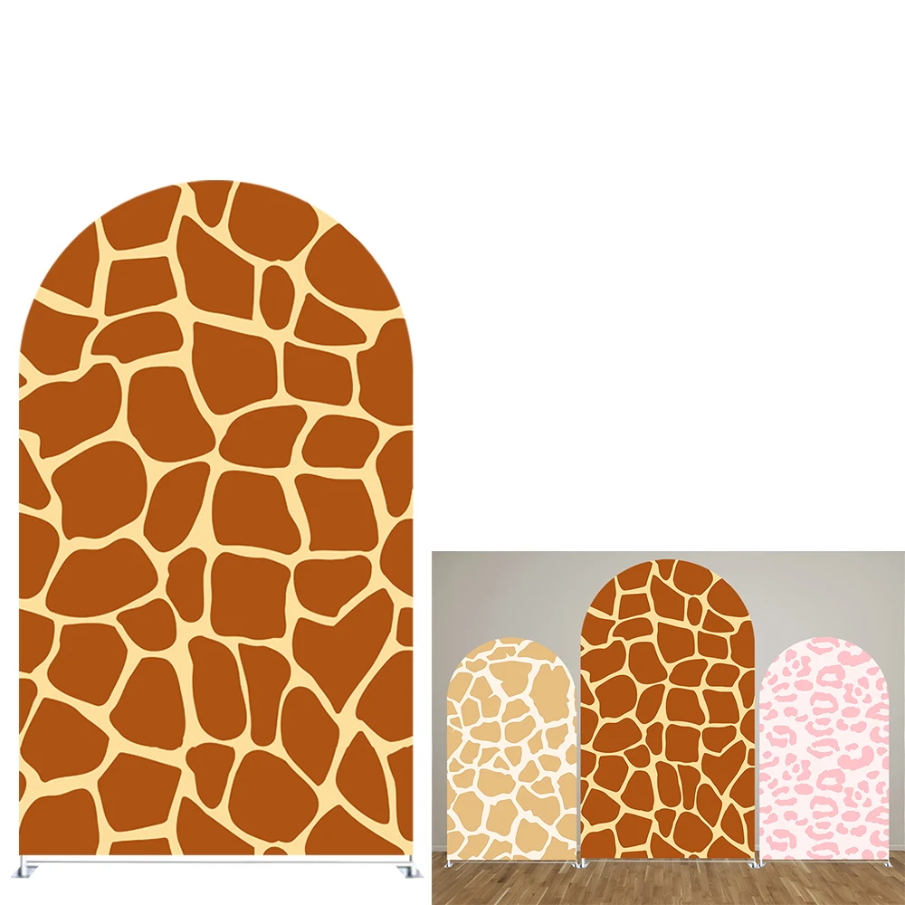 

Giraffe Texture theme Arch Backdrop Covers for Parties, Arched Panels Wedding Birthday and Baby Shower Party Decoration Props