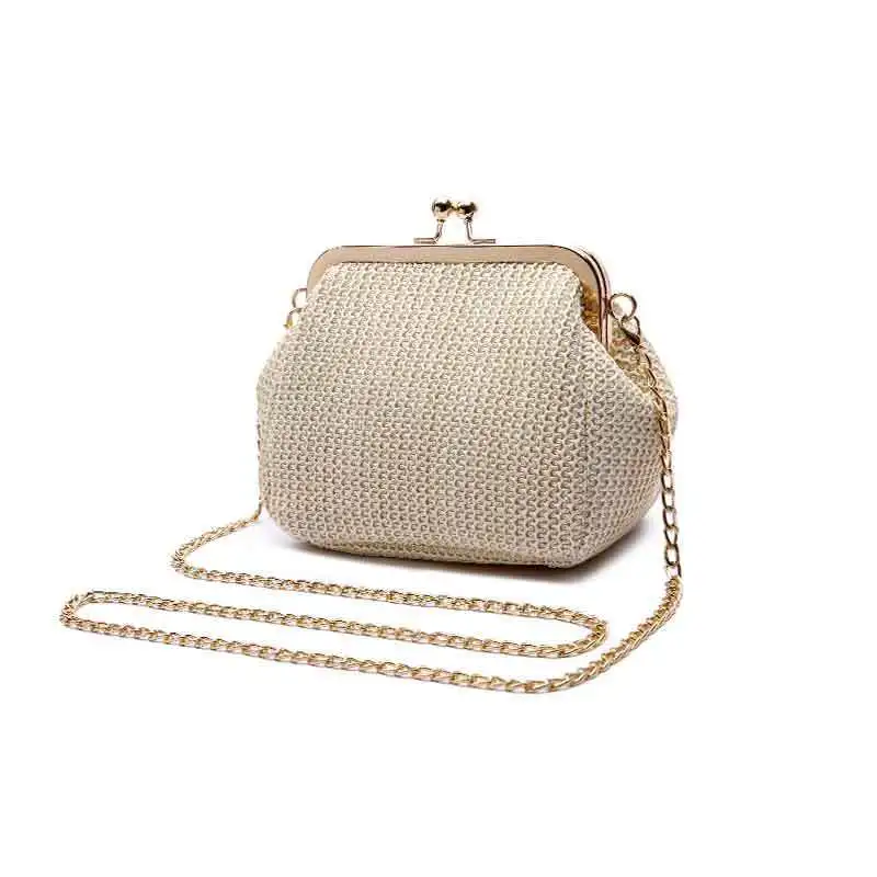 Chain Women Shoulder Crosbody Bag Straw Bags Bohemian Shell Lock Bag Women's Handbags Purses