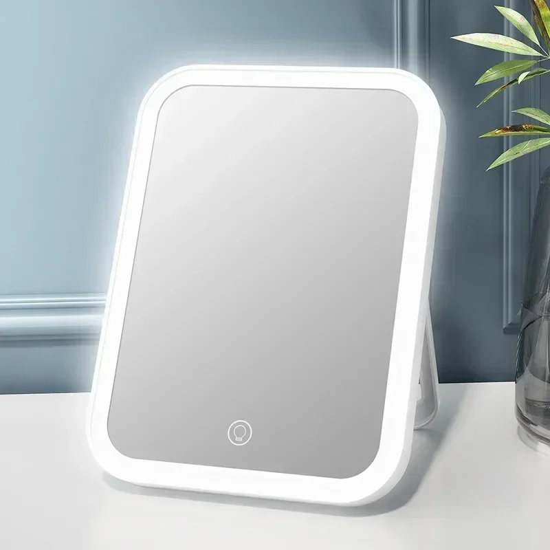 LED Touch Screen Makeup Mirror Folding Mirrors Lighted Makeup Mirror USB Rechargeable Cosmetic Tools makeup mirror