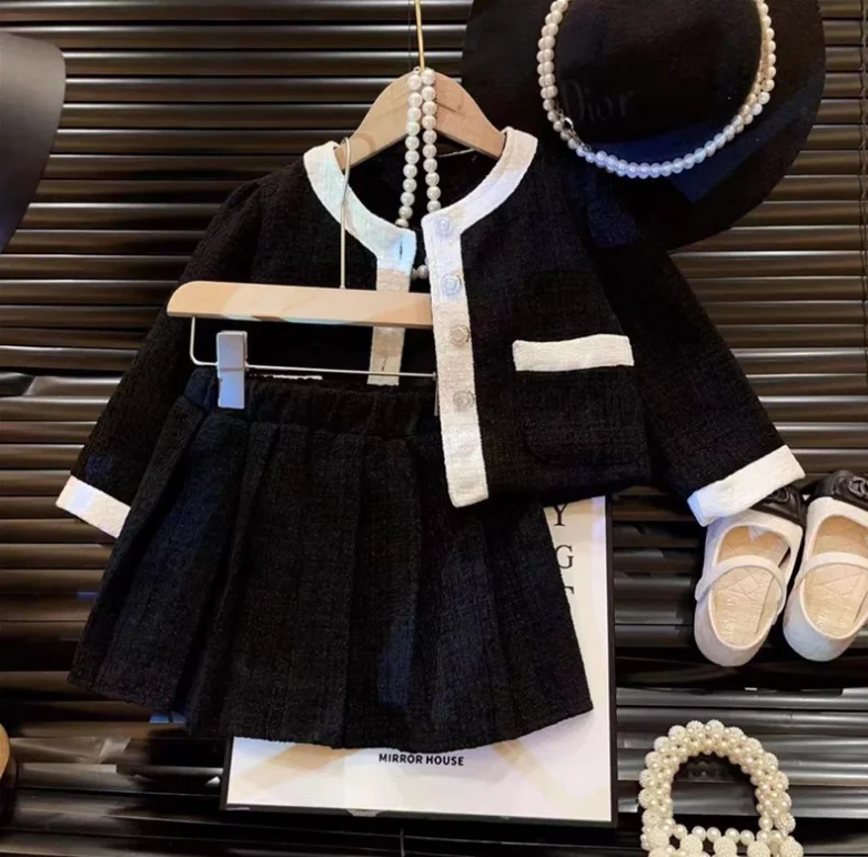 

Retail 2023 New Baby Girls Fall Formal Lady Elegant Sets, Coat + Skirts Princess Sweet Suits Girl 2-7T