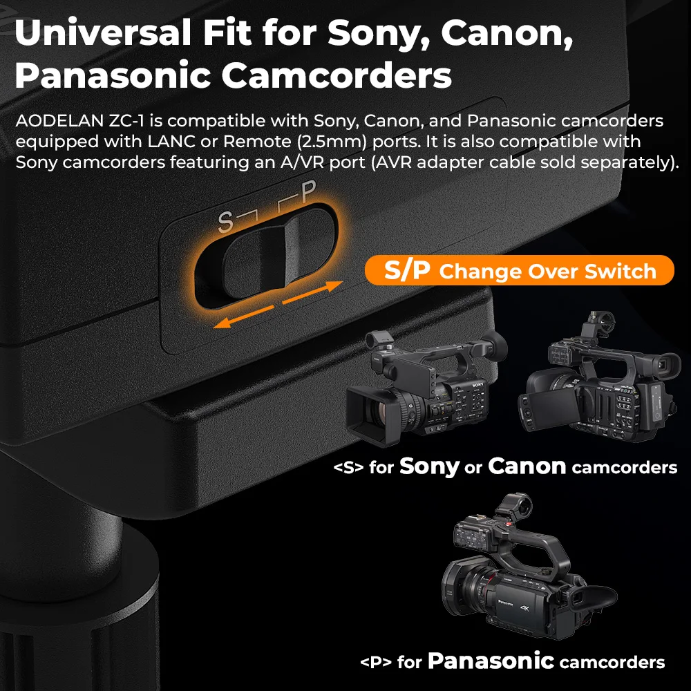 AODELAN Lanc Camcorder draadloze zoomcontroller voor Sony en Canon video-opname afstandsbediening met 2,5 mm jackkabel, focus, IRIS voor Canon Vixia HF G40, G50, G70, G60, XA11, XA50