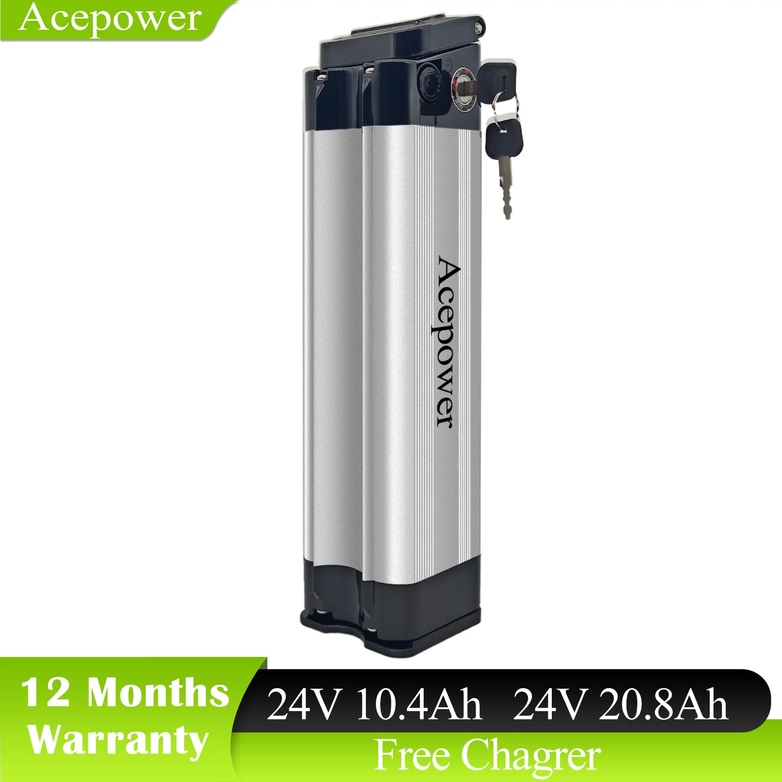 For Phylion Zhenlong ZL07010-F Trio MiFa Rex Ebike Battery 24V 10.4Ah 20.8Ah Silver Fish Battery for Zhenlong Aldi MiFa Trio