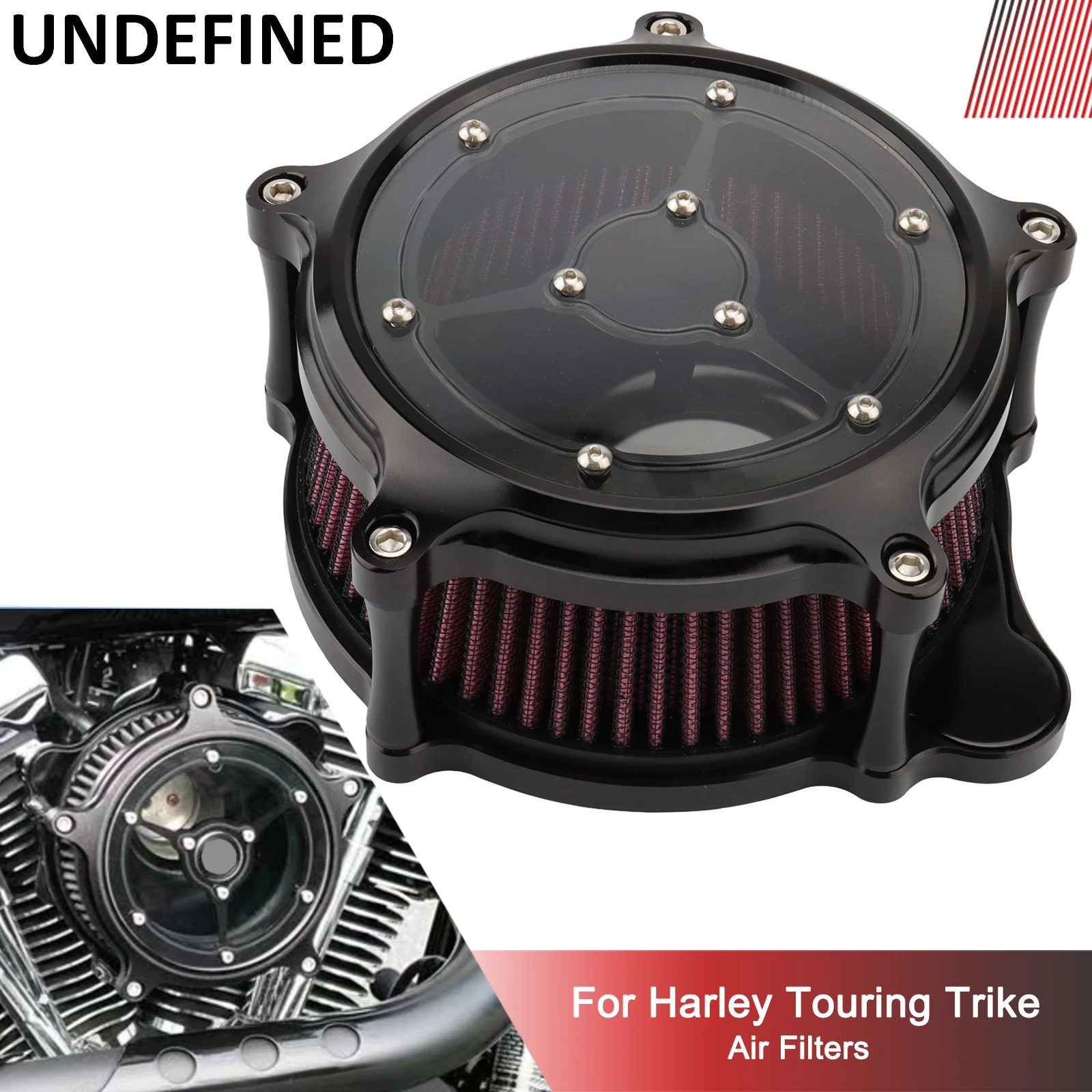

Air Cleaner Intake Filter Kit For Harley Softail Dyna FXDLS 2017 Trike Touring 2008-2016 Air Filters Black Motorcycle Turbine
