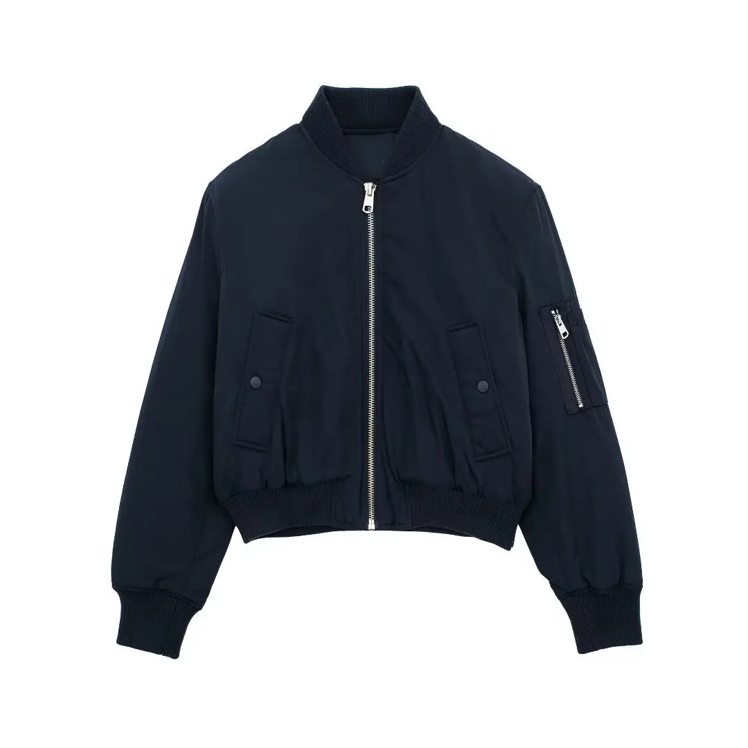 

Winter 2023 Short women's stand-up collar bomber jacket