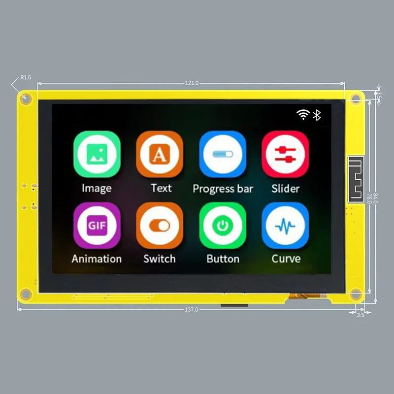 ESP32-S3 IPS Ʈ ÷, 5 ġ TFT, Arduino LVGL ESP32 HMI, 8M PSRAM, 16M ÷, Wi-Fi  , 800x480 RGB LCD,  