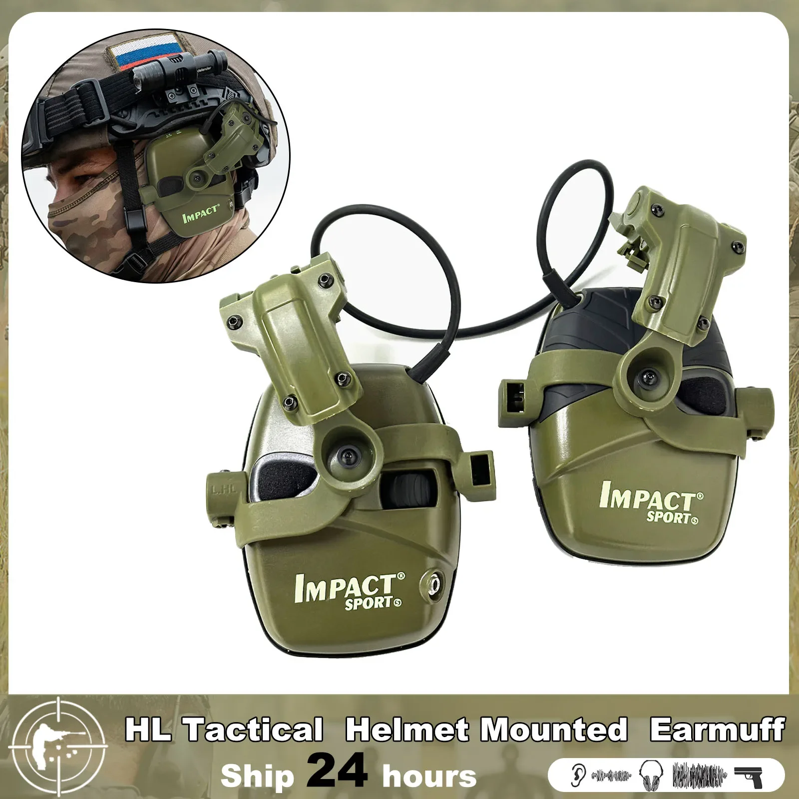 NEW HL Gun Range Tactical Helmet Mounted Shooting Active Headset for Hunting Electronic Hearing Protection Ear Protect Earmuff
