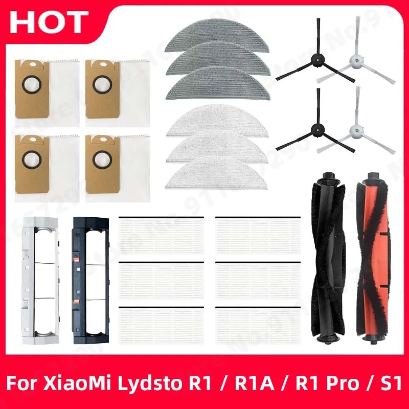 Principal Lado Escova Hepa Filtro Mop Pano Poeira Caixa Bolsa de Poeira para Xiaomi Lydsto R1r1ar1 Pros1 Peças de Aspirador Robô