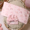 Ylsteed Newborn Receiving Photography Swaddle Blanket with Bow Turban Hat Infant Photography Props New born Photoshooting Wraps 3