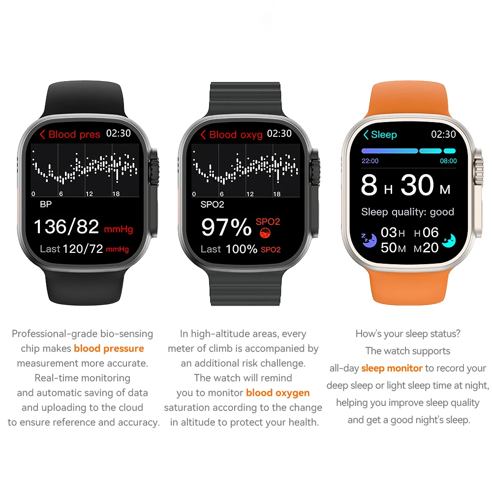 49mm IWO Smart Watch Men W68 Fitness Track Smartwatch Ultra Series 8 Thermometer Bluetooth Call IP68