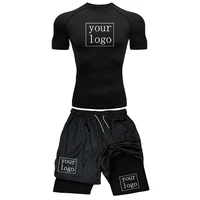 Custom Men's Gym Compression Set – Quick-Dry Workout Top & Breathable Training Shorts | Personalized Logo Rash Guard Suit for Men