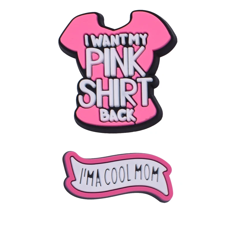 2 piece Pink Girls Shoe Charms Decoration Pins For Kids PVC Ornament Pin Clog Men Women Sandals Accessories Wholesale Price