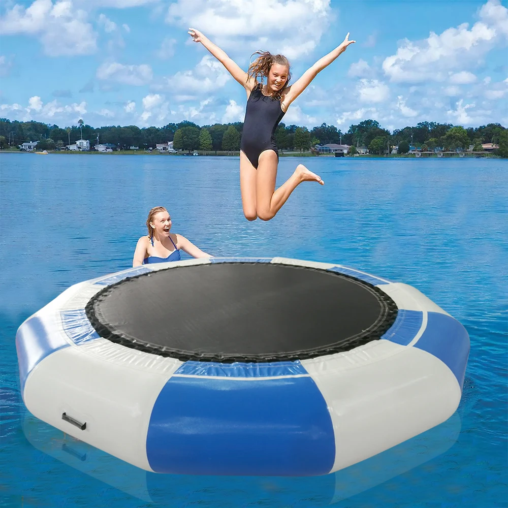 Inflatable Water Bounce Swim Platform 2/3/4m Inflatable Bouncer with Ladder Jumping Trampolin for Pool Lakes Sea