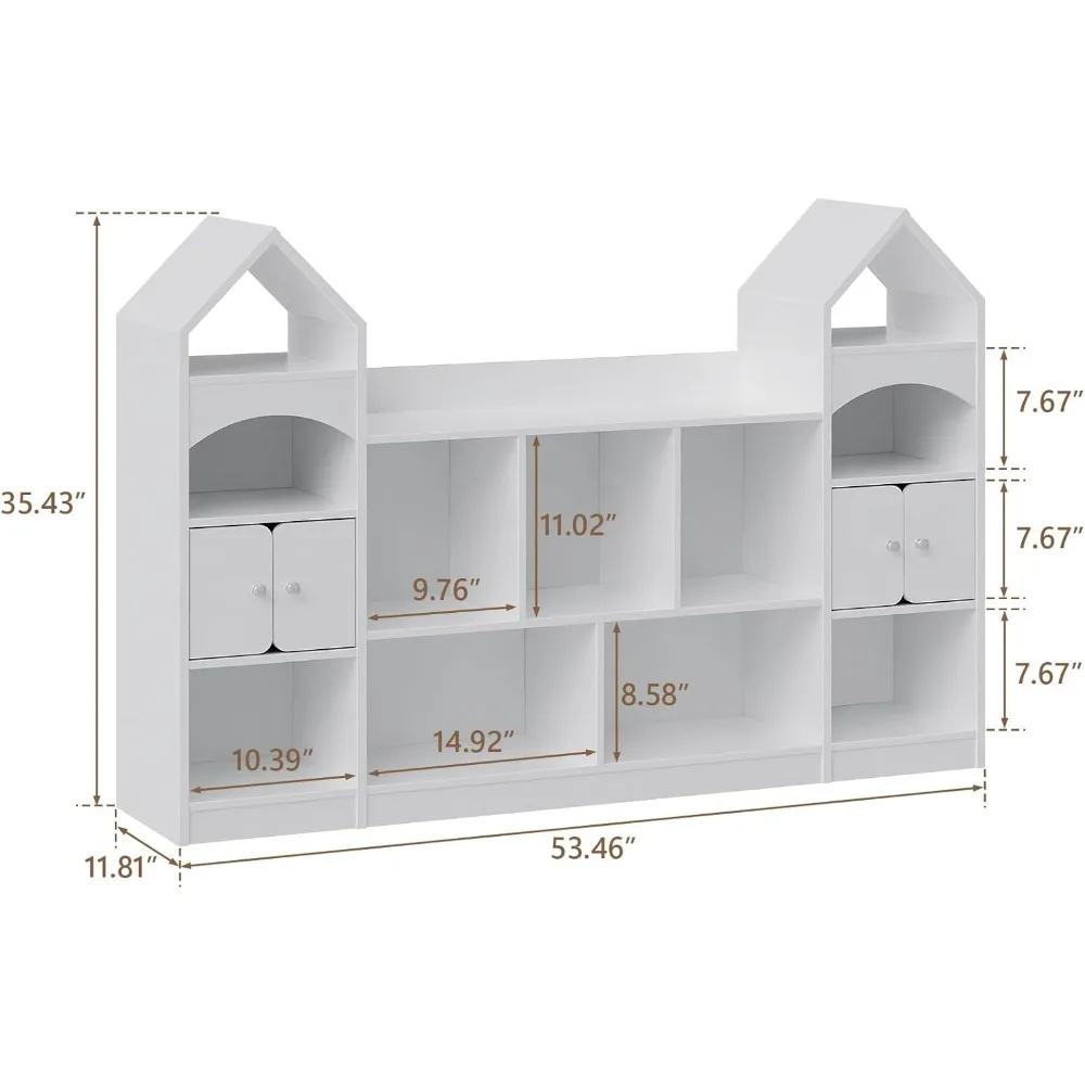 Castle Shape Children's Bookshelf,Kids Toy StorageOrganizer Kids Bookcase Display CaseMultifunctional Storage Cabinet Bookshelf 2