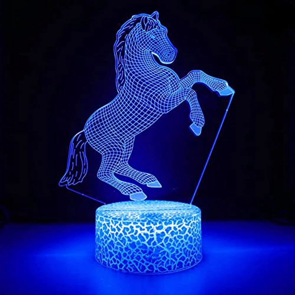 Lampada Notturna 3D A Forma Di Cavallo Con Telecomando - 16 Colori LED