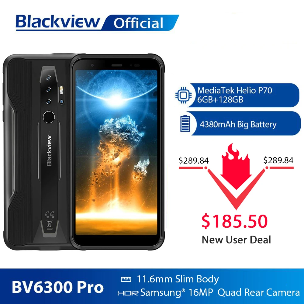 BLACKVIEW BV6300 Pro Helio P70 6GB+128GB Smartphone 4380mAh Android 10 Mobile Phone Quad Camere NFC IP68 Waterproof Rugged Phone best android cell phone for the money