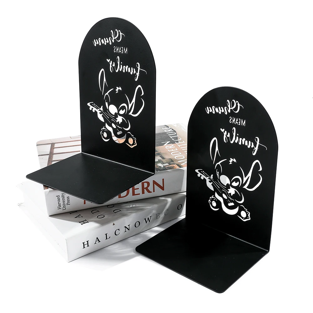 Lilo&Stitch Black Bookend, Metal Material, Stitch Fans' Desktop Storage Bookends Decoration Office Supplies