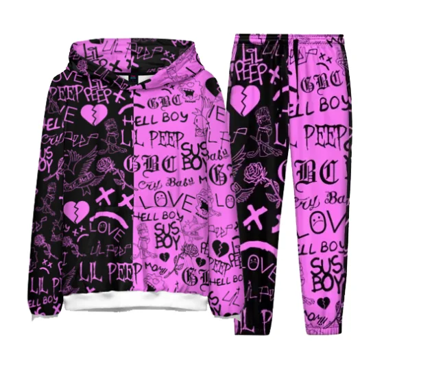 Rapper Lil Peep 3D Print Hoodies Pants Suit Men Women Hip Hop Tracksuit 2pcs Set Oversized Jogger Outfits Fashion Men's Clothing 4