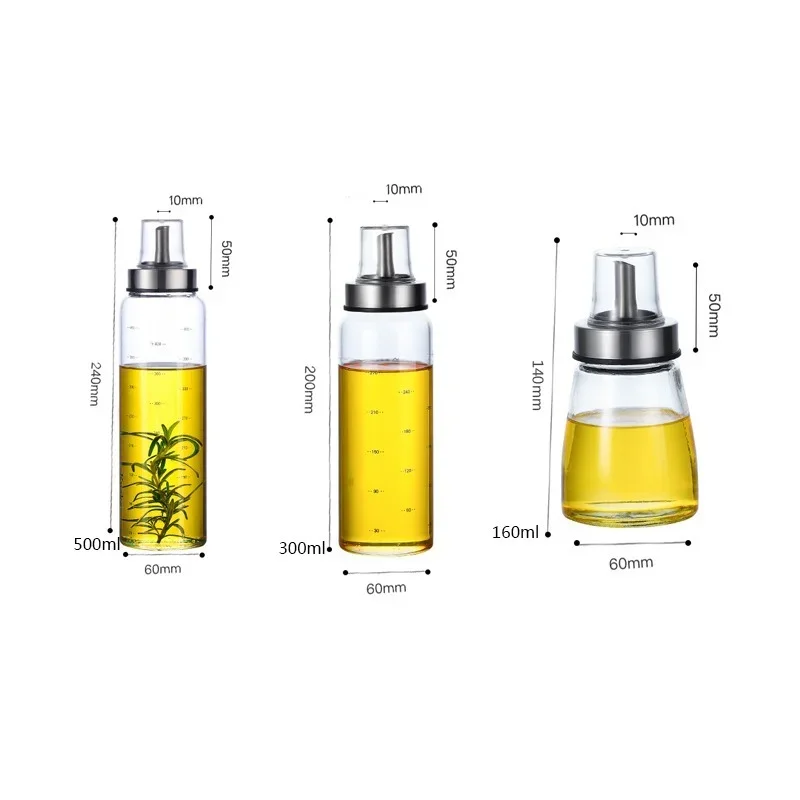 Food Storage Container Oil Container Sauce Squeeze Bottles Durable High Borosilicate Glass Oil Bottle Leak-Proof Seasoning Storage Pot Soy Sauce Jar Vinegar Bottle Kitchen Gadget