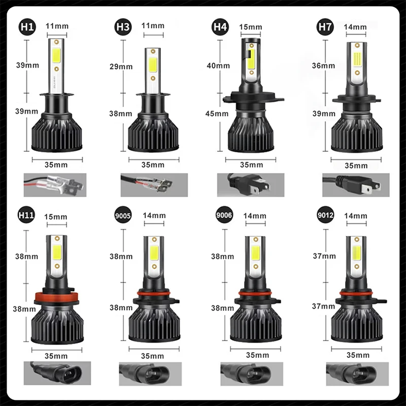 2개 미니 H7 LED 자동차 헤드라이트 전구 CANBUS 30000LM 자동차용 H11 H4 상/하향등 H1 H3 H8 HB3 HB4 HIR2 9005 9006 9012 12V 터보 팬