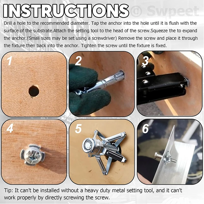 Petal Nuts Expansion Screw Jack Nut Carbon Steel Rustproof Corrosion-Resistant Petal Shape Rivet Nuts Fasteners M4 M5 M6 M8