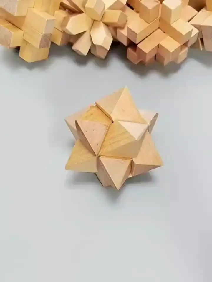 Kids Children Adult Kong Ming Luban Lock 3D Handmade Bamboo Math