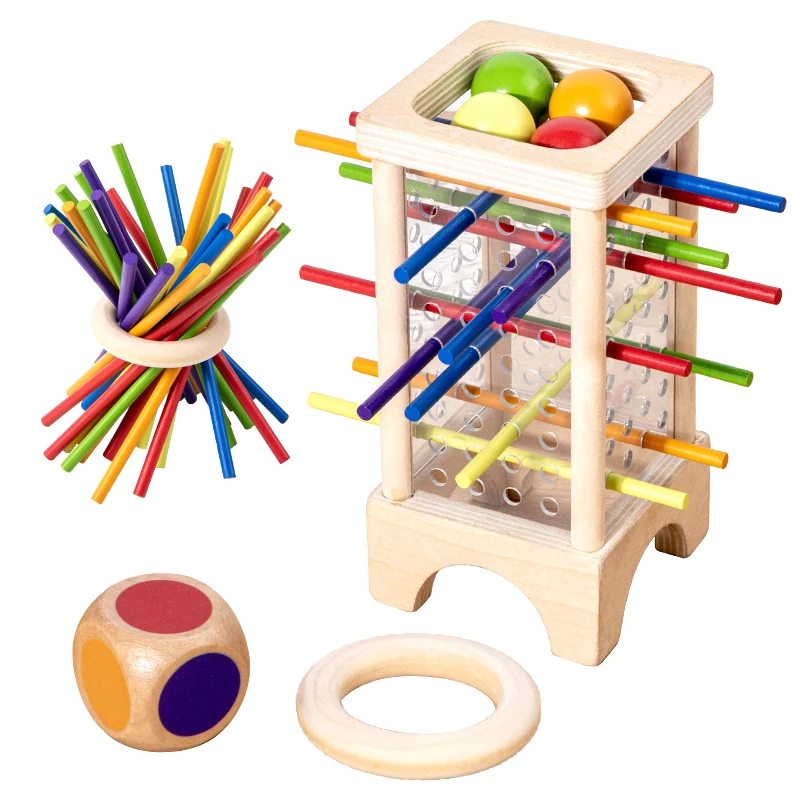 Montessori Game Wooden Board Game,30 Colorful Wooden Sticks Dice Game Math Educational Toy,Fine Motor Skills & Counting Toy