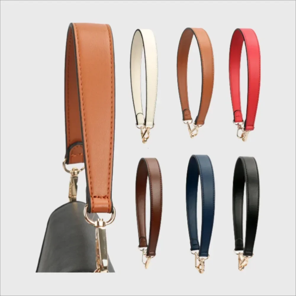 100% Genuine Leather Bag Strap Handbags Handles For Handbag Short Bag Strap Purse Strap Golden Buckle Replacement Bag Belt Band