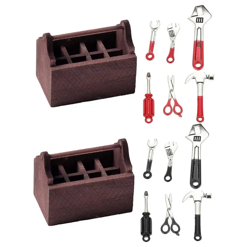 Miniature Tool Box Dollhouse Mini Stuff Alloy Tool Miniature Items Toys Shovel Miniature Accessories For Dolls House Decoration multi function house hold hand tool set rake shovel water bottle pruning shear non slip ergonomic handle tools